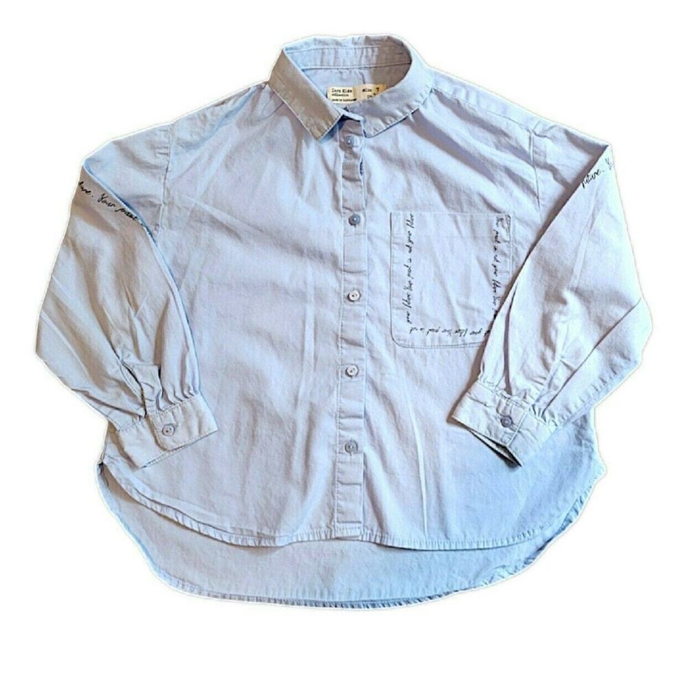 Zara Kids Collection Light Blue Button-Up Shirt, Size 7